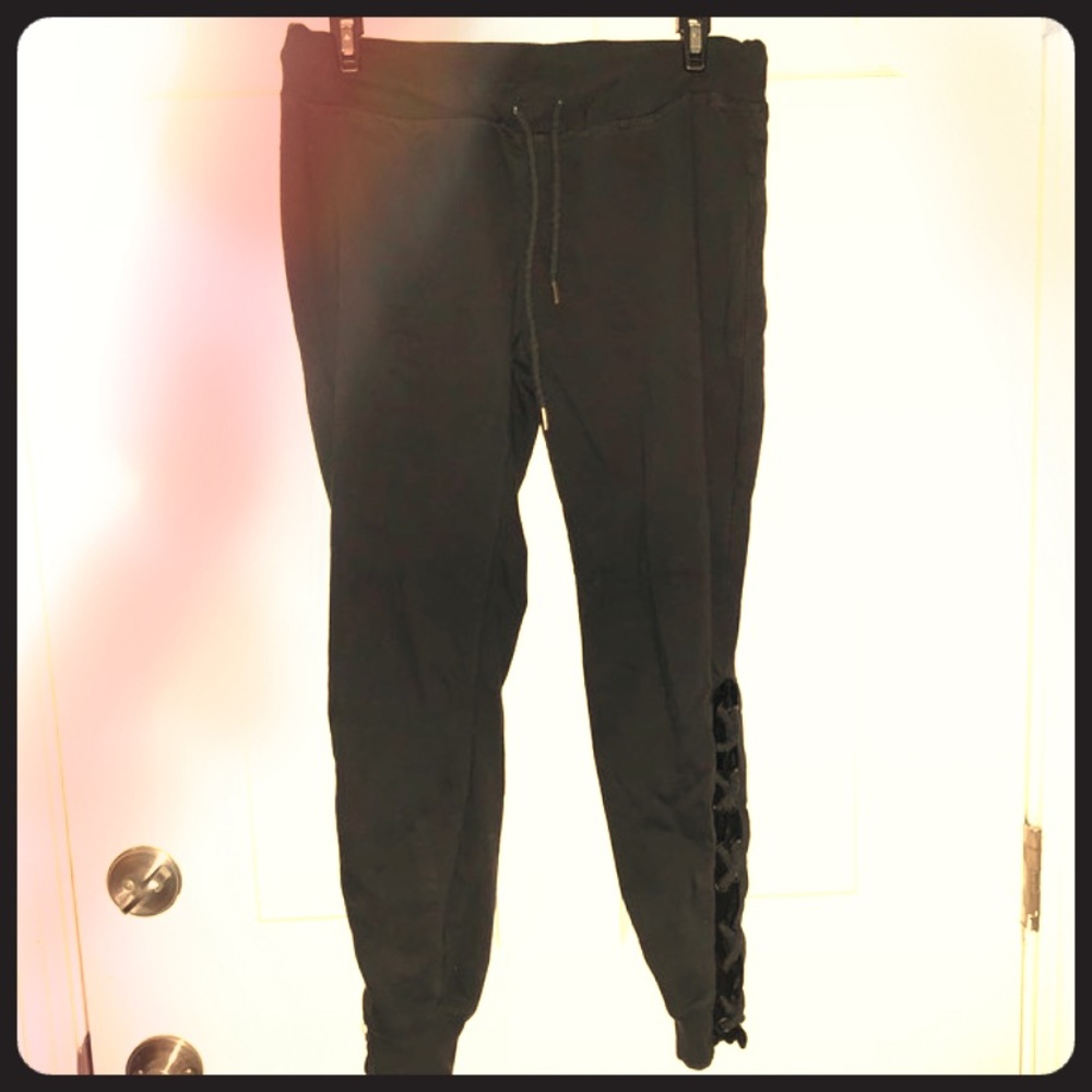 Black Sweatpants with Cross Detail